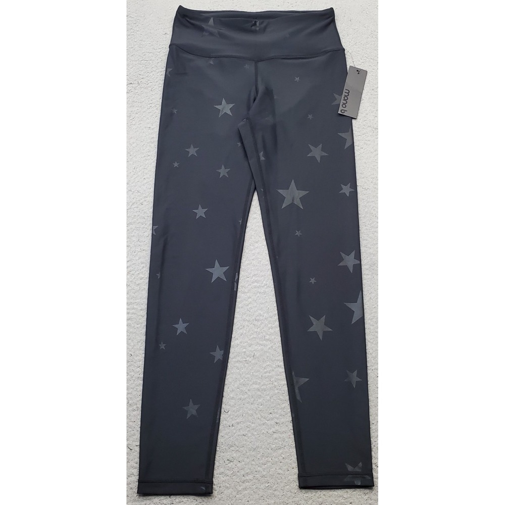 Mono b Leggings Womens M Multi Metallic Foil Star Print High Waisted Workout